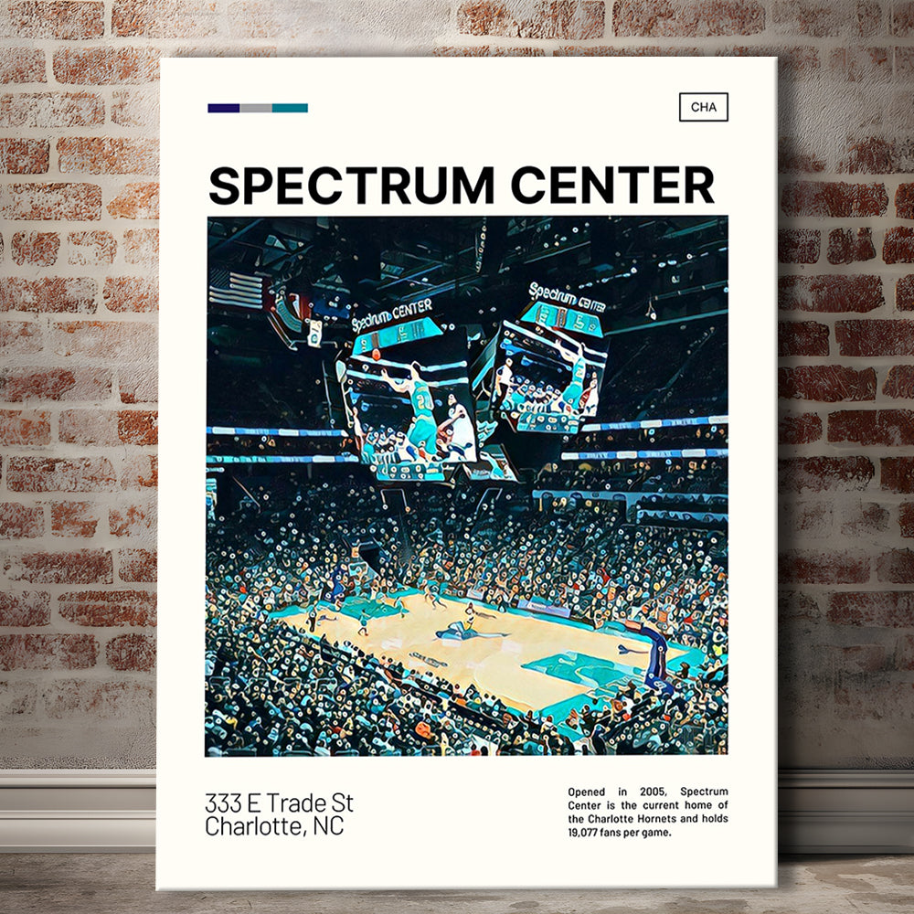 Spectrum Center Print, Charlotte Hornets Stadium Canvas Art, Fan Gifts, Sport Art, Canvas Print Wall Art