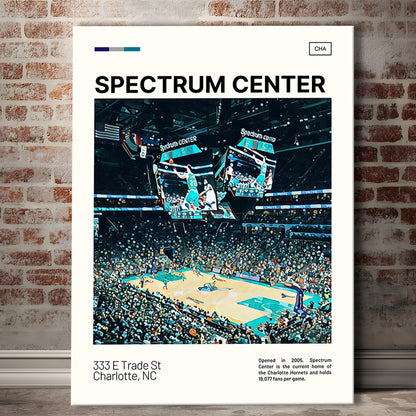 Spectrum Center Print, Charlotte Hornets Stadium Canvas Art, Fan Gifts, Sport Art, Canvas Print Wall Art