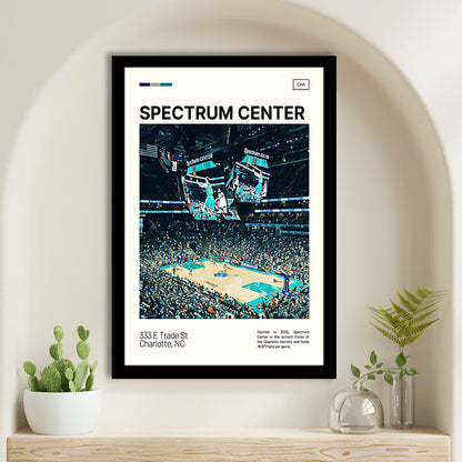Spectrum Center Print, Charlotte Hornets Stadium Art, Gifts for him, Sport Art, Framed Art Print Wall Decor