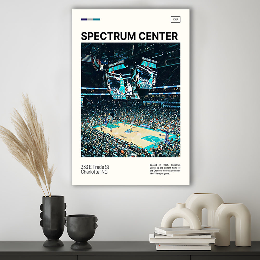 Spectrum Center Print, Charlotte Hornets Stadium Canvas Art, Fan Gifts, Sport Art, Canvas Print Wall Art