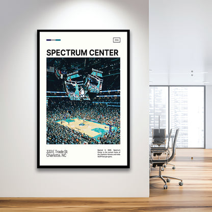 Spectrum Center Print, Charlotte Hornets Stadium Art, Gifts for him, Sport Art, Framed Art Print Wall Decor