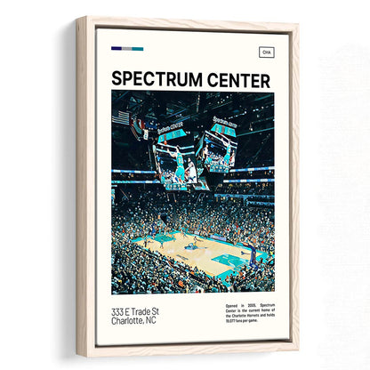 Spectrum Center Print, Charlotte Hornets Stadium Canvas Art, Man Cave Gift, Floating Framed Canvas Print Wall Art