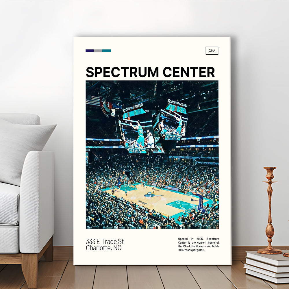 Spectrum Center Print, Charlotte Hornets Stadium Canvas Art, Fan Gifts, Sport Art, Canvas Print Wall Art