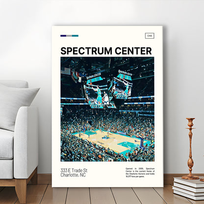 Spectrum Center Print, Charlotte Hornets Stadium Canvas Art, Fan Gifts, Sport Art, Canvas Print Wall Art