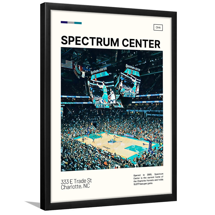 Spectrum Center Print, Charlotte Hornets Stadium Art, Gifts for him, Sport Art, Framed Art Print Wall Decor