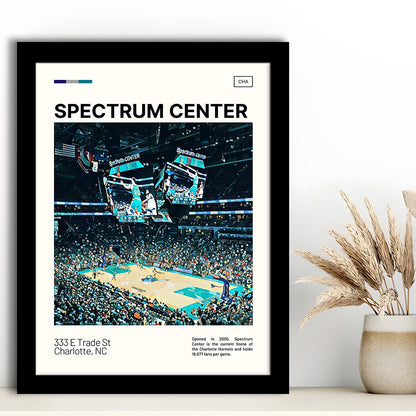 Spectrum Center Print, Charlotte Hornets Stadium Art, Gifts for him, Sport Art, Framed Art Print Wall Decor