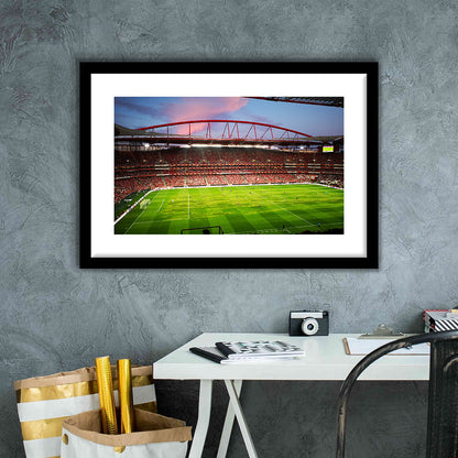 Sport Lisboa e Benfica, Stadium Canvas, Sport Art, Gift for him, White Border Framed Art Print Wall Decor