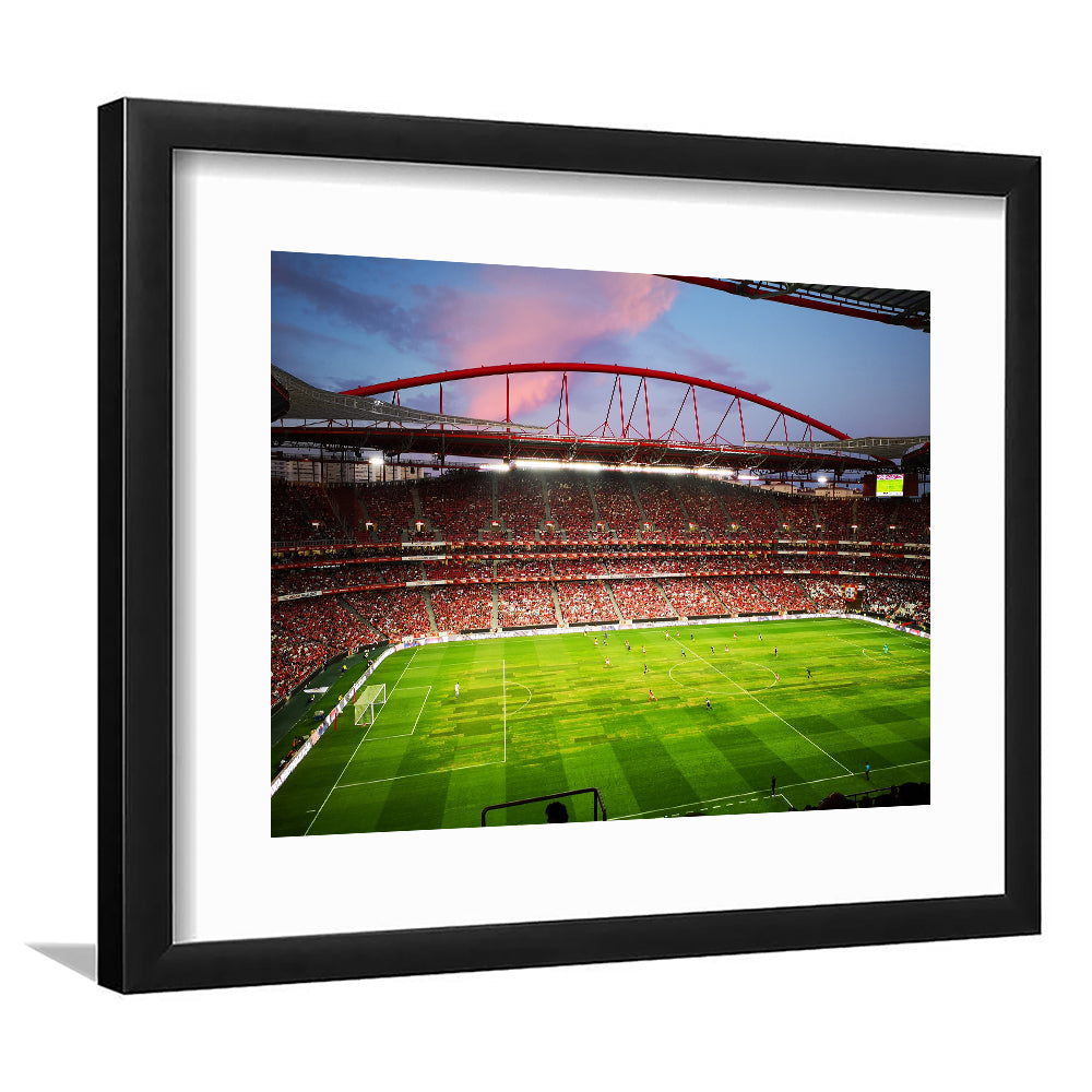 Sport Lisboa e Benfica, Stadium Canvas, Sport Art, Gift for him, White Border Framed Art Print Wall Decor