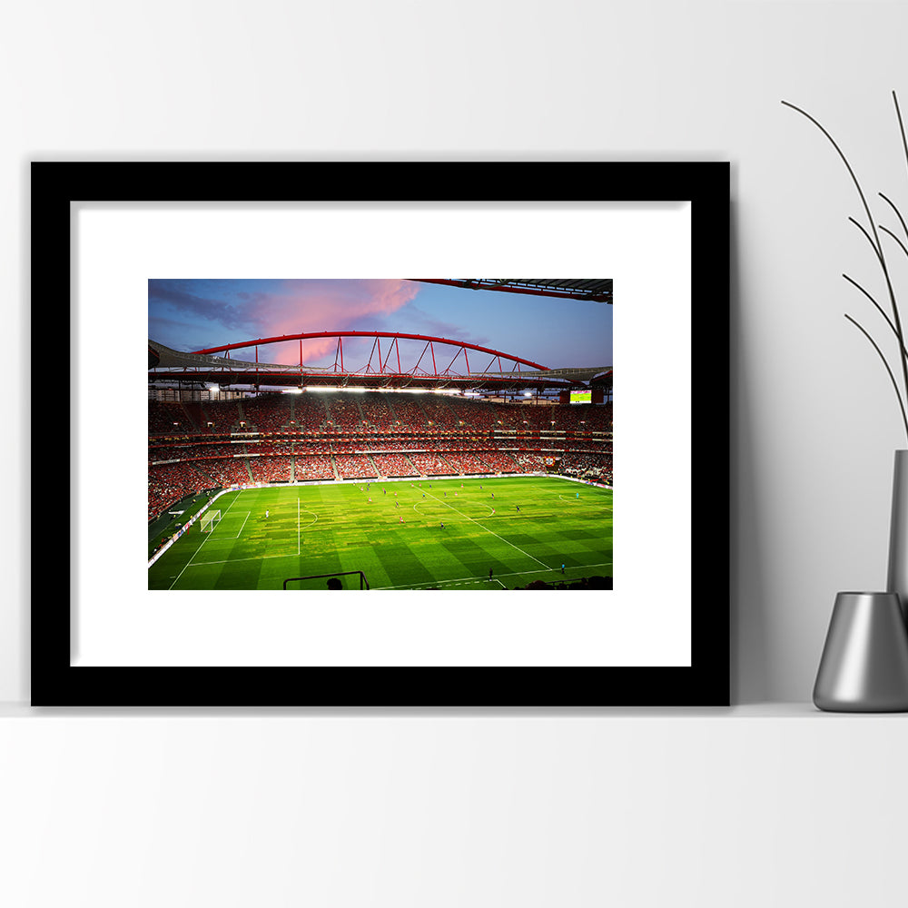 Sport Lisboa e Benfica, Stadium Canvas, Sport Art, Gift for him, White Border Framed Art Print Wall Decor