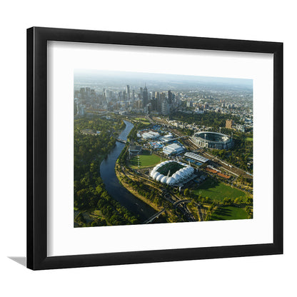 Sports Melbourne Cricket Ground, Stadium Canvas, Sport Art, Gift for him, White Border Framed Art Print Wall Decor
