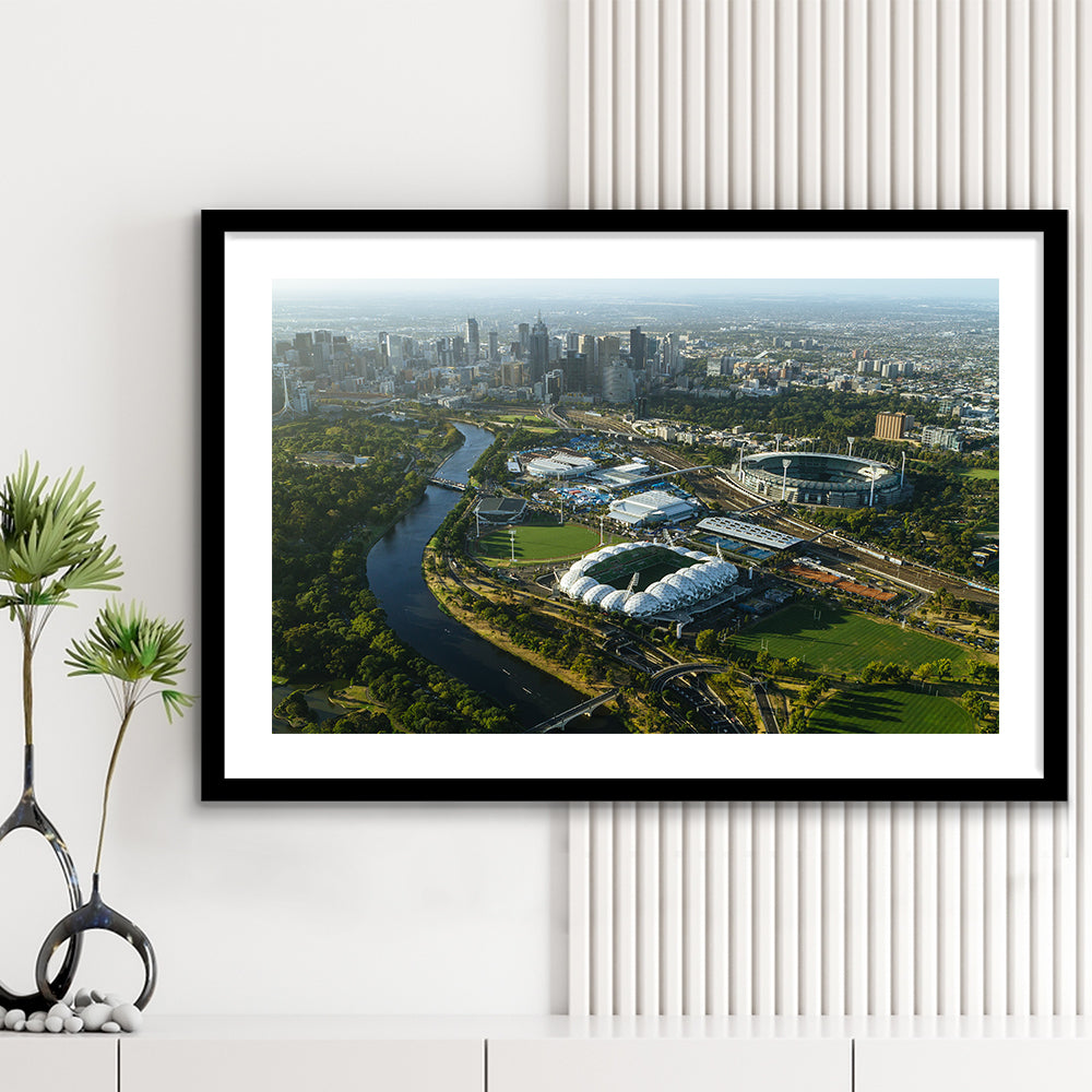 Sports Melbourne Cricket Ground, Stadium Canvas, Sport Art, Gift for him, White Border Framed Art Print Wall Decor