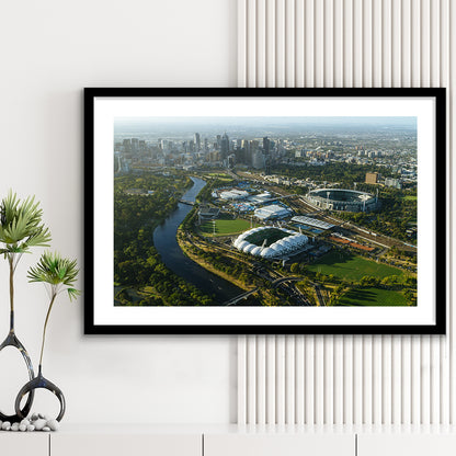 Sports Melbourne Cricket Ground, Stadium Canvas, Sport Art, Gift for him, White Border Framed Art Print Wall Decor