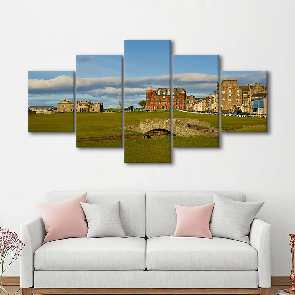 St Andrews Golf Club,Old Course Hole 18, St Andrews, Scotland, Golf Art Print, 5 Pieces Mixed Canvas Print Wall Art