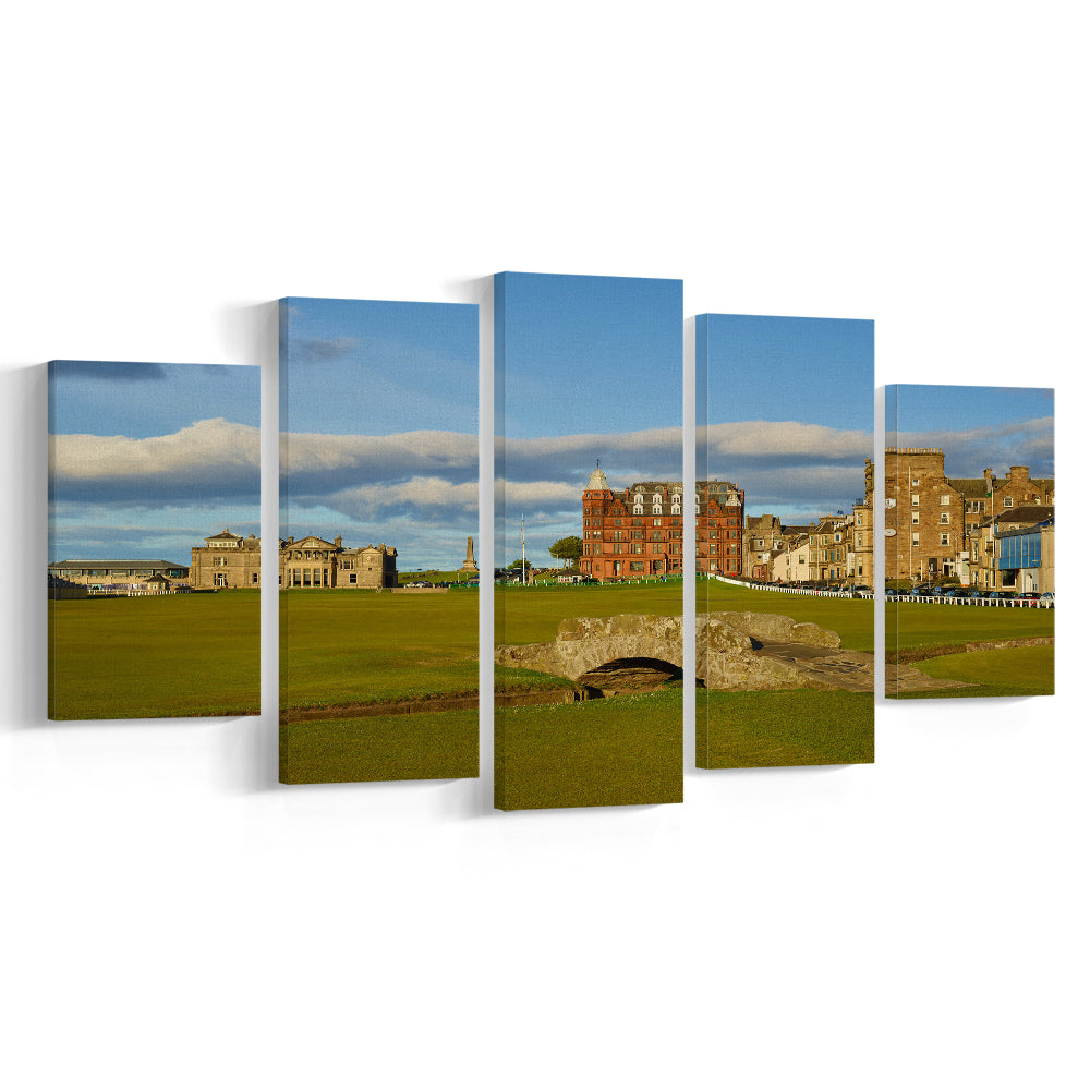 St Andrews Golf Club,Old Course Hole 18, St Andrews, Scotland, Golf Art Print, 5 Pieces Mixed Canvas Print Wall Art