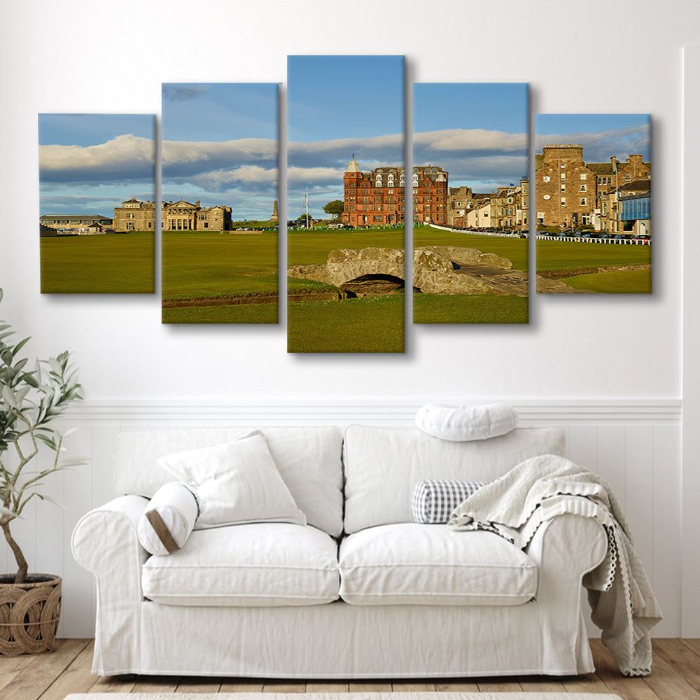 St Andrews Golf Club,Old Course Hole 18, St Andrews, Scotland, Golf Art Print, 5 Pieces Mixed Canvas Print Wall Art