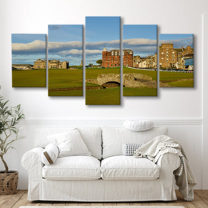 St Andrews Golf Club,Old Course Hole 18, St Andrews, Scotland, Golf Art Print, 5 Pieces Mixed Canvas Print Wall Art