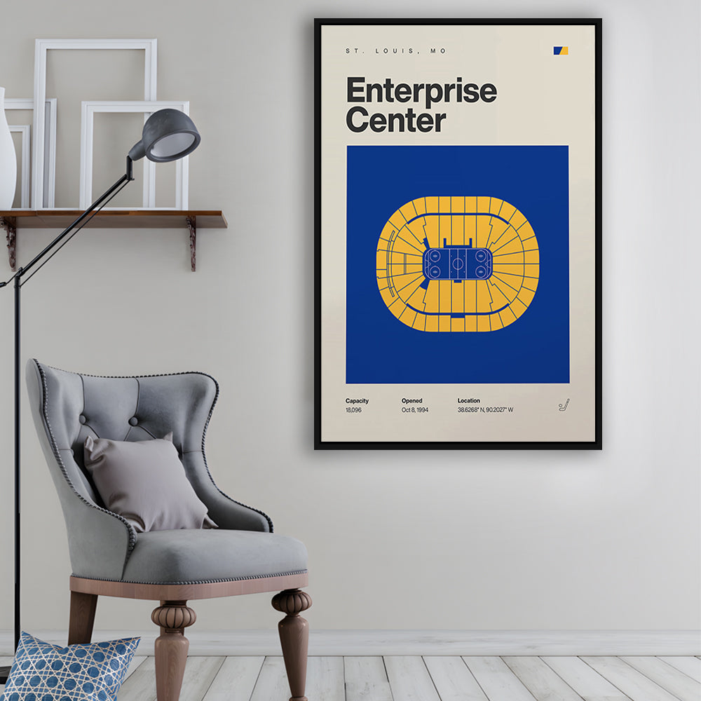 St. Louis Blues Stadium Print, Enterprise Center Stadium Print, Man Cave Gift, Floating Framed Canvas Print Wall Art