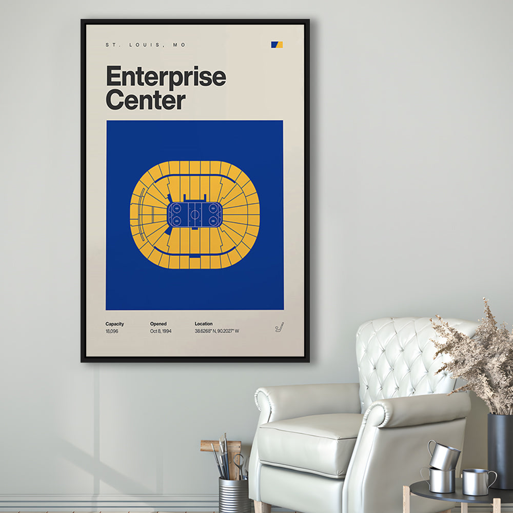 St. Louis Blues Stadium Print, Enterprise Center Stadium Print, Man Cave Gift, Floating Framed Canvas Print Wall Art