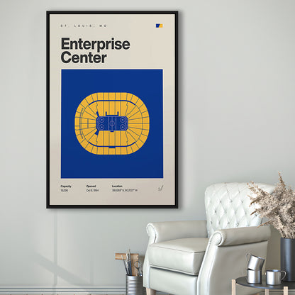 St. Louis Blues Stadium Print, Enterprise Center Stadium Print, Man Cave Gift, Floating Framed Canvas Print Wall Art