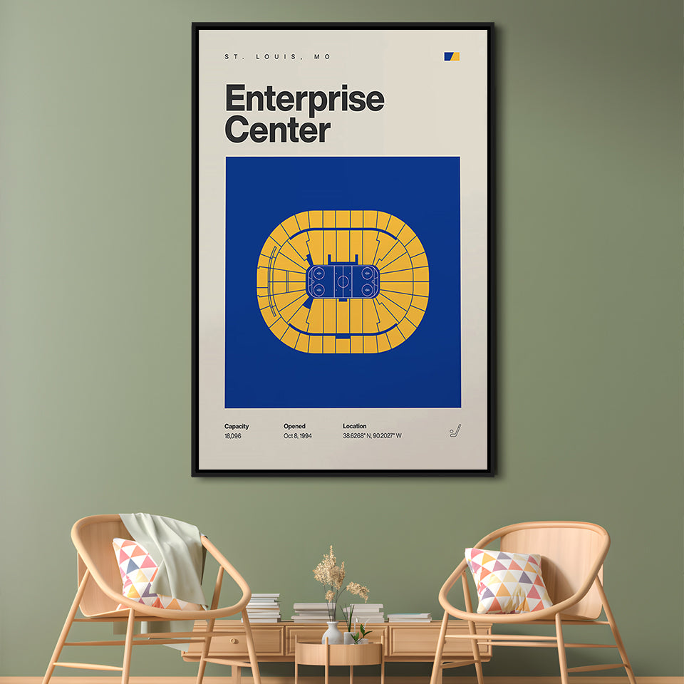 St. Louis Blues Stadium Print, Enterprise Center Stadium Print, Man Cave Gift, Floating Framed Canvas Print Wall Art