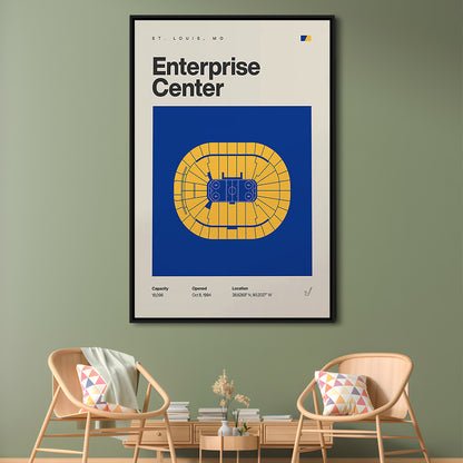 St. Louis Blues Stadium Print, Enterprise Center Stadium Print, Man Cave Gift, Floating Framed Canvas Print Wall Art