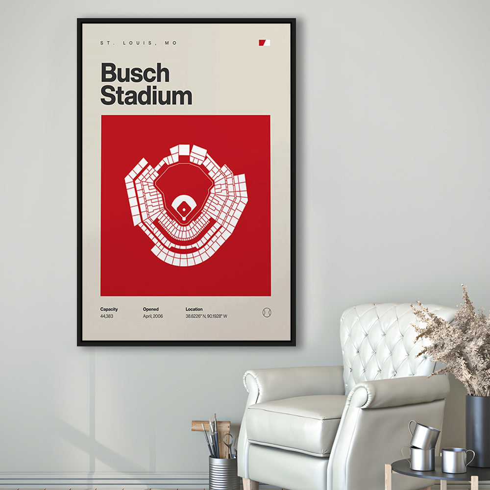 St. Louis Cardinals Stadium Print, Busch Stadium Print, Man Cave Gift, Floating Framed Canvas Print Wall Art