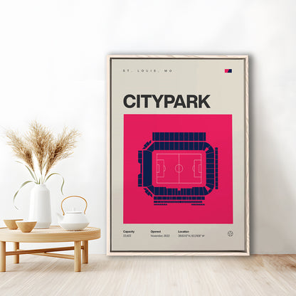 St. Louis City SC Stadium Print, CITYPARK Stadium Soccer Print, Man Cave Gift, Floating Framed Canvas Print Wall Art