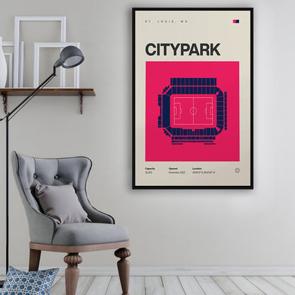 St. Louis City SC Stadium Print, CITYPARK Stadium Soccer Print, Man Cave Gift, Floating Framed Canvas Print Wall Art