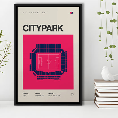 St. Louis City SC Stadium Print, CITYPARK Stadium Soccer Print, Man Cave Gift, Floating Framed Canvas Print Wall Art