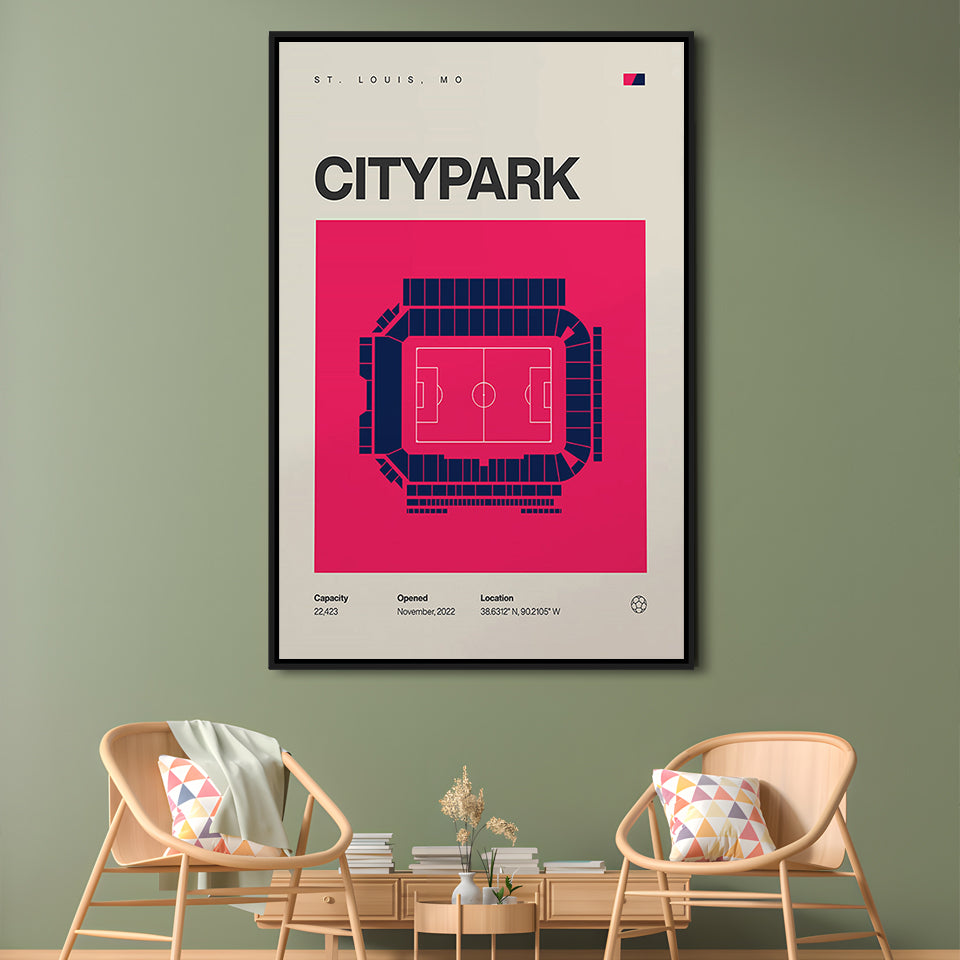 St. Louis City SC Stadium Print, CITYPARK Stadium Soccer Print, Man Cave Gift, Floating Framed Canvas Print Wall Art