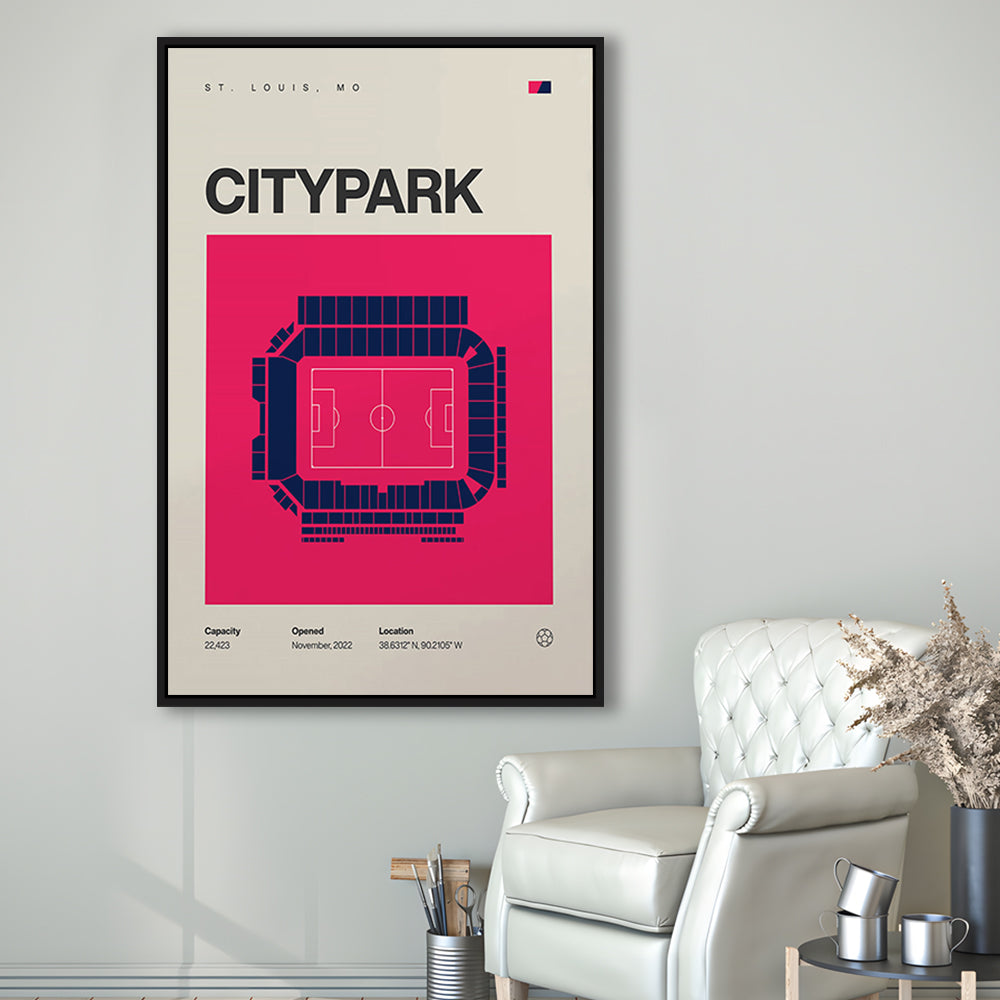 St. Louis City SC Stadium Print, CITYPARK Stadium Soccer Print, Man Cave Gift, Floating Framed Canvas Print Wall Art