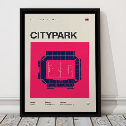 St. Louis City SC Stadium Print, CITYPARK Stadium Soccer Print, Man Cave Gift, Floating Framed Canvas Print Wall Art