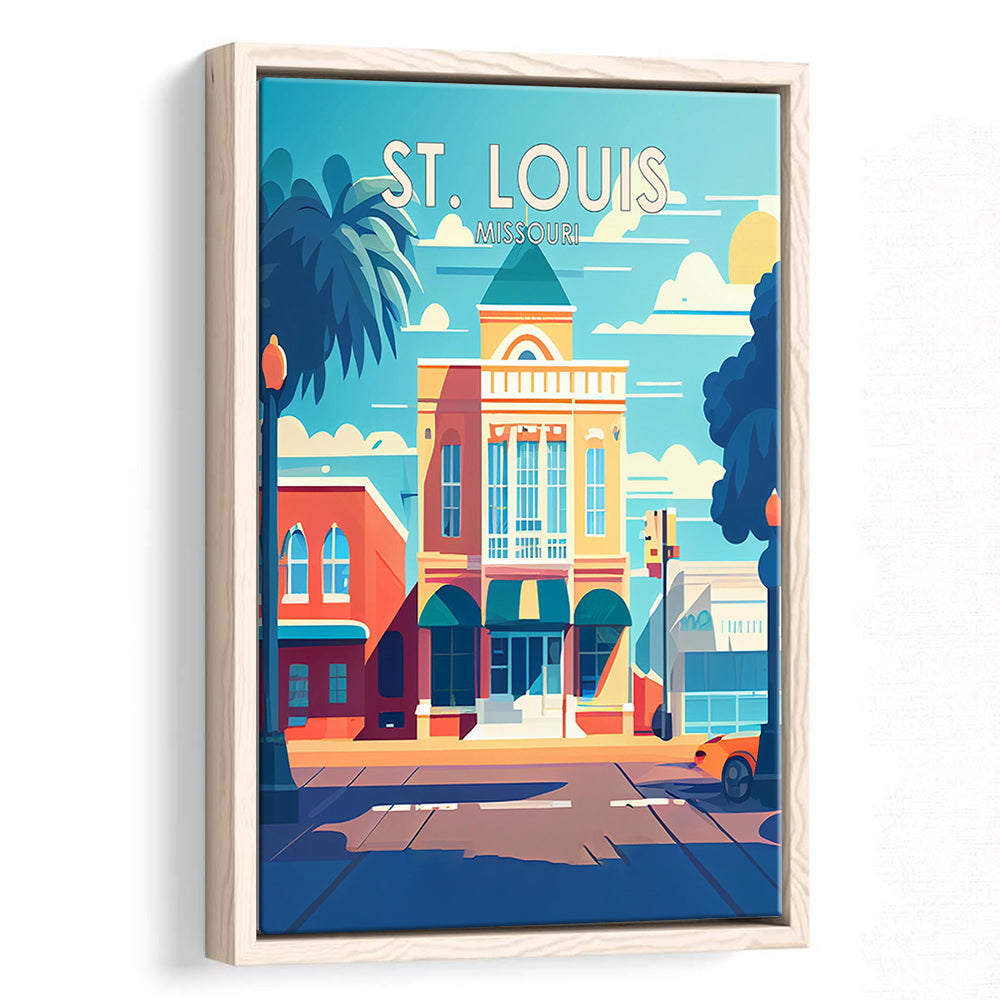 St. Louis Missouri Retro Art Print, St. Louis City Wall Art, Floating Framed Canvas Print, Framed Picture, Painting Canvas