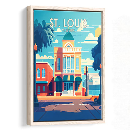 St. Louis Missouri Retro Art Print, St. Louis City Wall Art, Floating Framed Canvas Print, Framed Picture, Painting Canvas