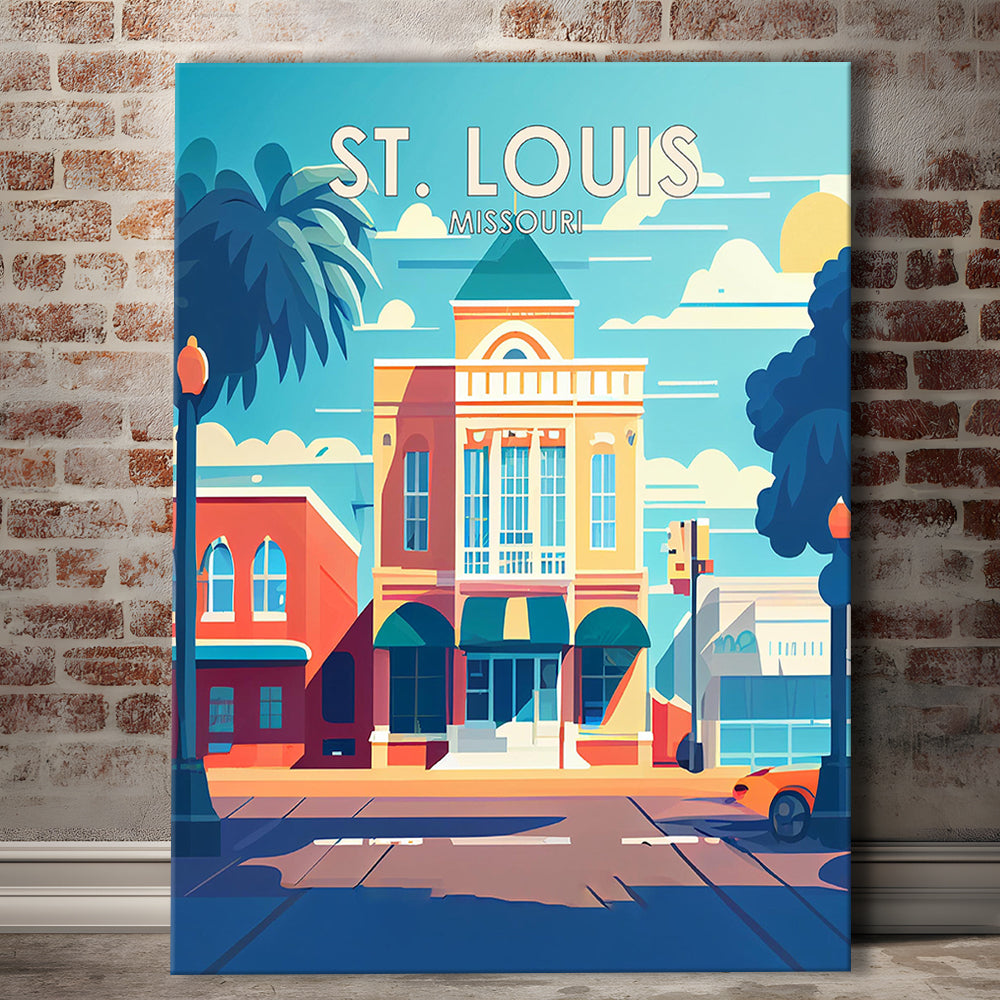 St. Louis Missouri Retro Art Print, St. Louis City Wall Art, Canvas Print, Painting Canvas, Living Room Decor