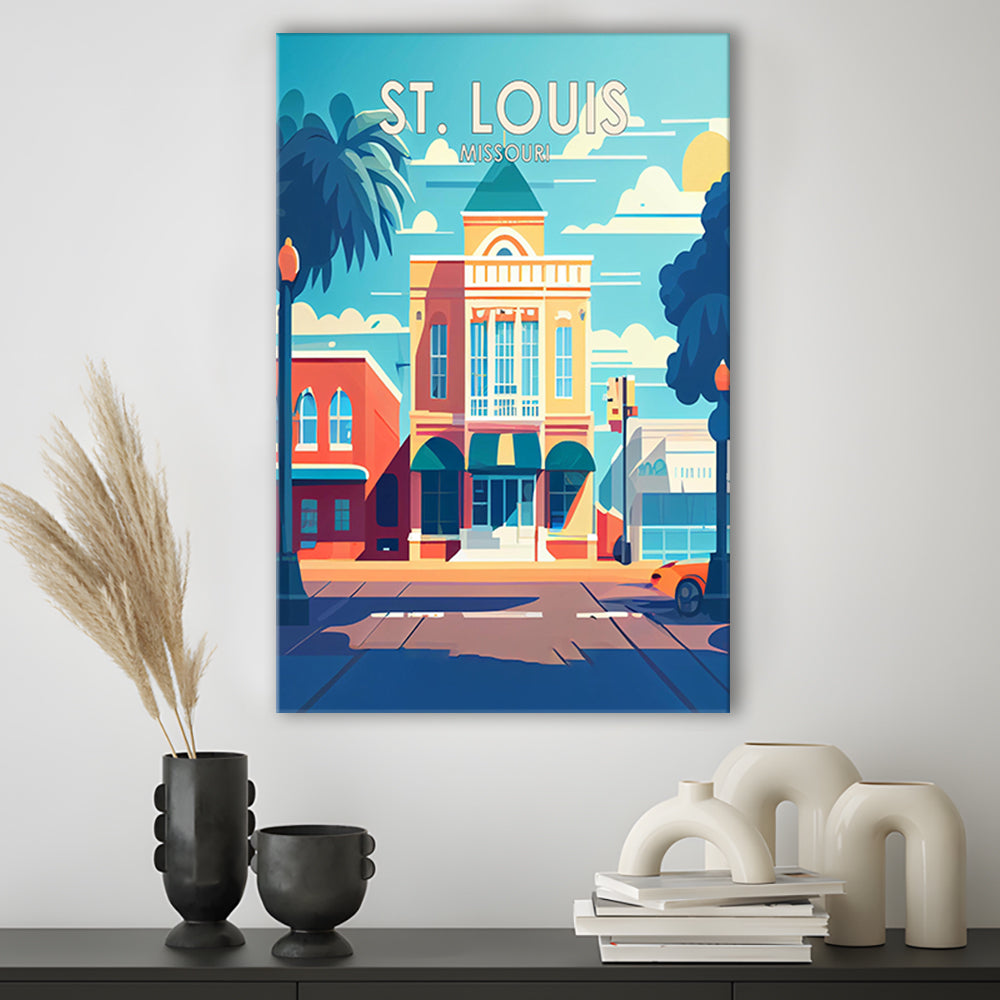 St. Louis Missouri Retro Art Print, St. Louis City Wall Art, Canvas Print, Painting Canvas, Living Room Decor