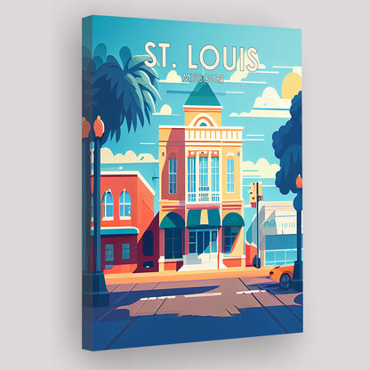 St. Louis Missouri Retro Art Print, St. Louis City Wall Art, Canvas Print, Painting Canvas, Living Room Decor