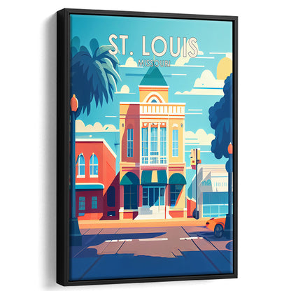 St. Louis Missouri Retro Art Print, St. Louis City Wall Art, Floating Framed Canvas Print, Framed Picture, Painting Canvas