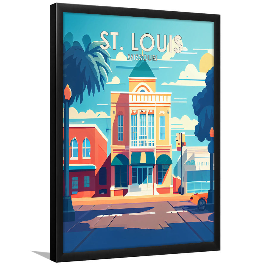 St. Louis Missouri Retro Art Print, St. Louis City Wall Art, Framed Art Print, Picture Framed, Painting Art