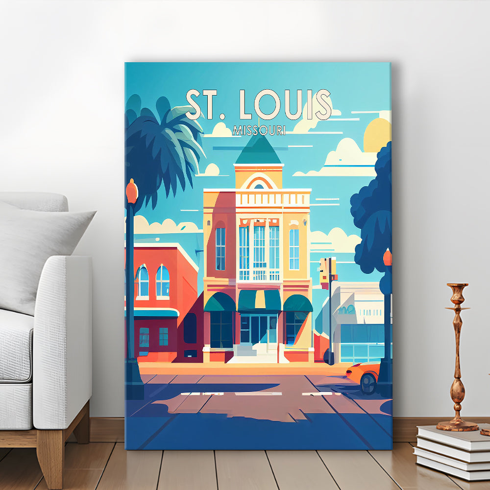 St. Louis Missouri Retro Art Print, St. Louis City Wall Art, Canvas Print, Painting Canvas, Living Room Decor