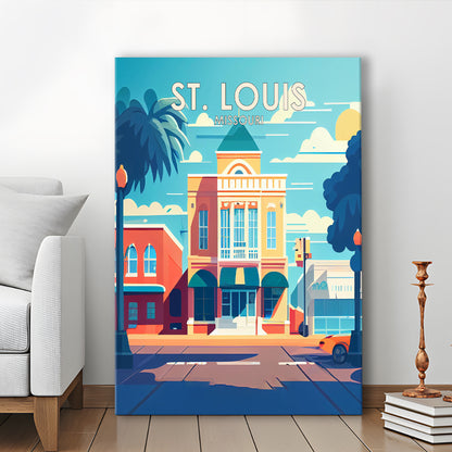 St. Louis Missouri Retro Art Print, St. Louis City Wall Art, Canvas Print, Painting Canvas, Living Room Decor
