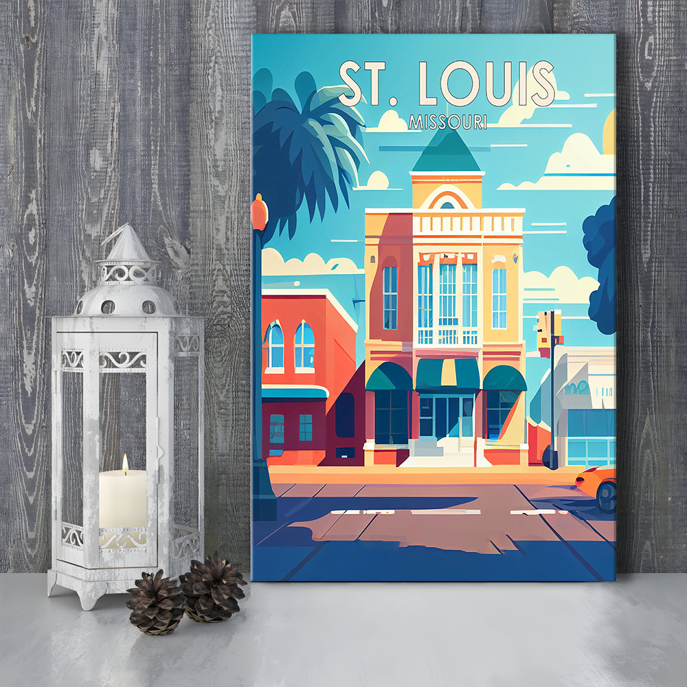 St. Louis Missouri Retro Art Print, St. Louis City Wall Art, Canvas Print, Painting Canvas, Living Room Decor