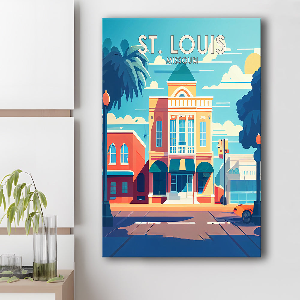 St. Louis Missouri Retro Art Print, St. Louis City Wall Art, Canvas Print, Painting Canvas, Living Room Decor