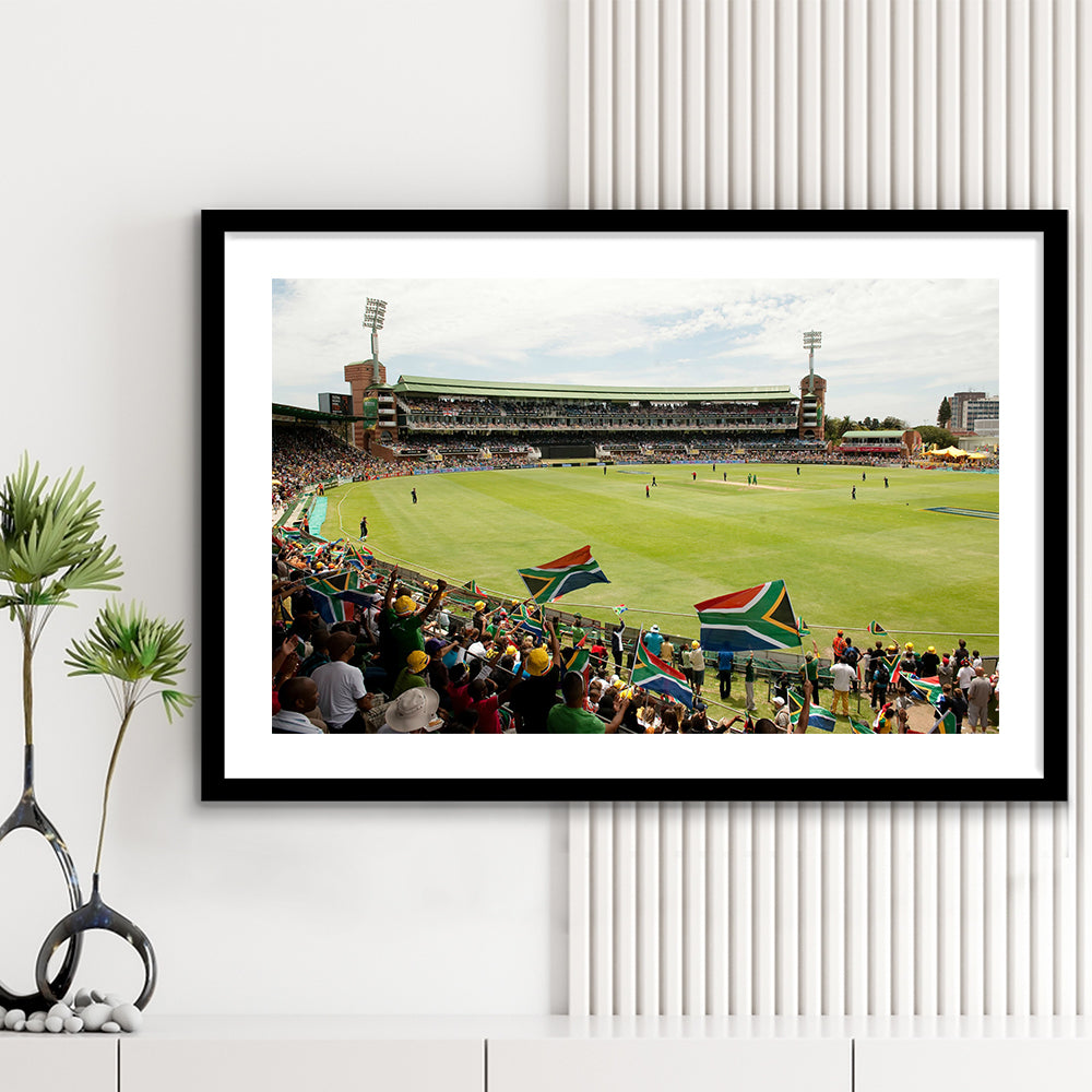 St George's Park Cricket Ground, Stadium Canvas, Sport Art, Gift for him, White Border Framed Art Print Wall Decor