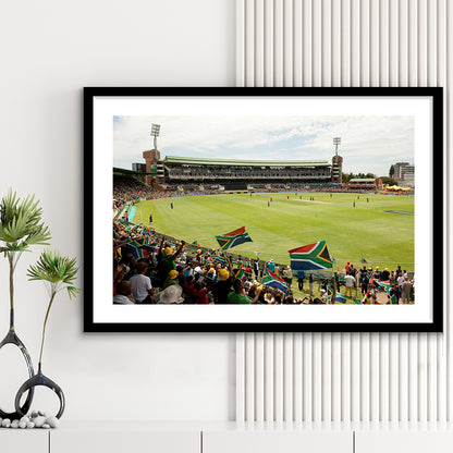 St George's Park Cricket Ground, Stadium Canvas, Sport Art, Gift for him, White Border Framed Art Print Wall Decor