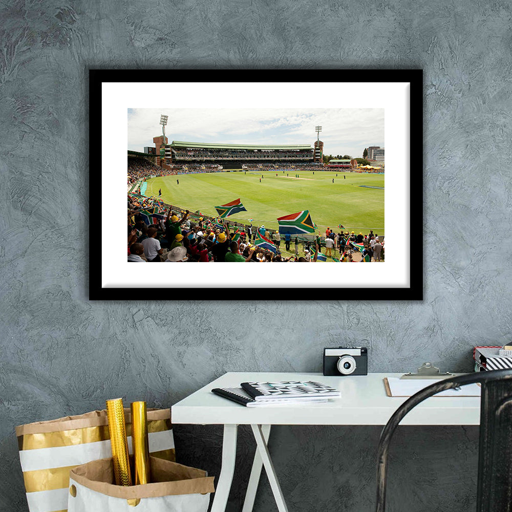St George's Park Cricket Ground, Stadium Canvas, Sport Art, Gift for him, White Border Framed Art Print Wall Decor