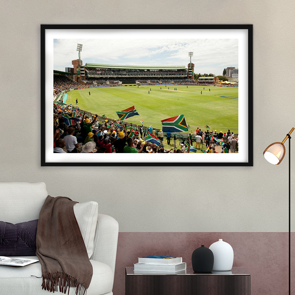 St George's Park Cricket Ground, Stadium Canvas, Sport Art, Gift for him, White Border Framed Art Print Wall Decor