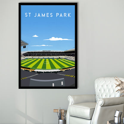 St James' Park Stadium, Newcastle Football Stadium Wall Art Print, Soccer Decor, Framed Art Prints Wall Decor