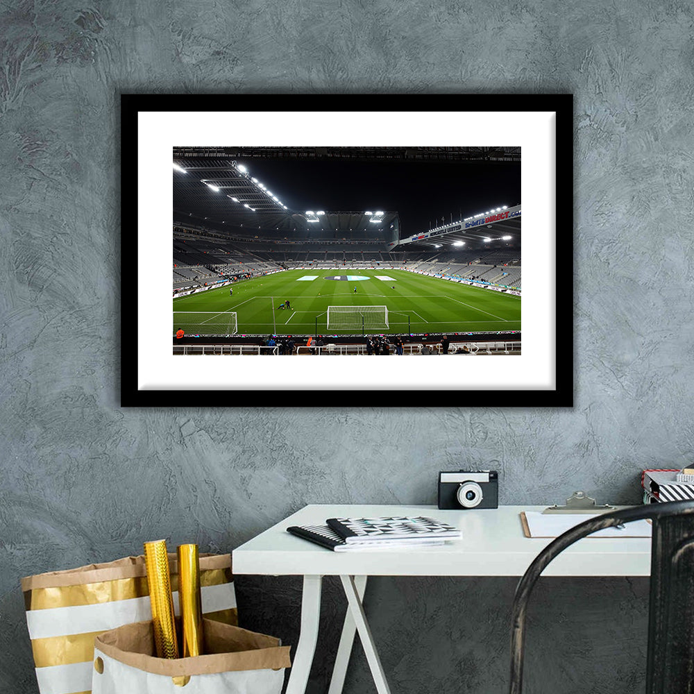 St James's Park Stadium, Stadium Canvas, Sport Art, Gift for him, White Border Framed Art Print Wall Decor