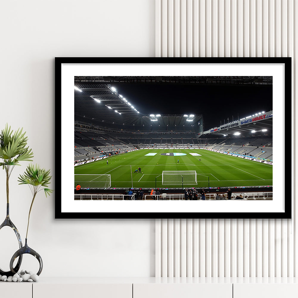 St James's Park Stadium, Stadium Canvas, Sport Art, Gift for him, White Border Framed Art Print Wall Decor